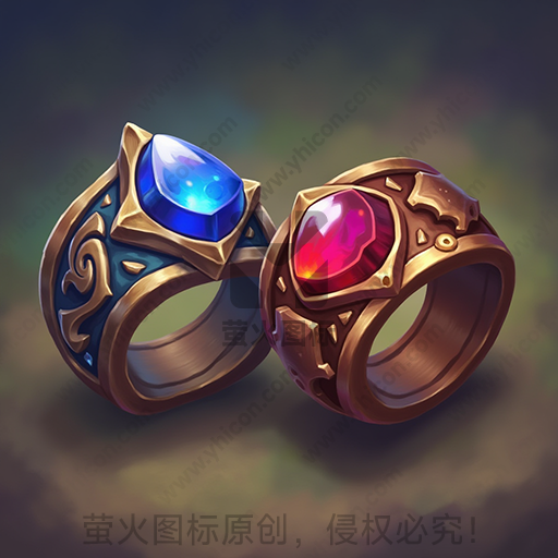 两枚镶有宝石的金色戒指