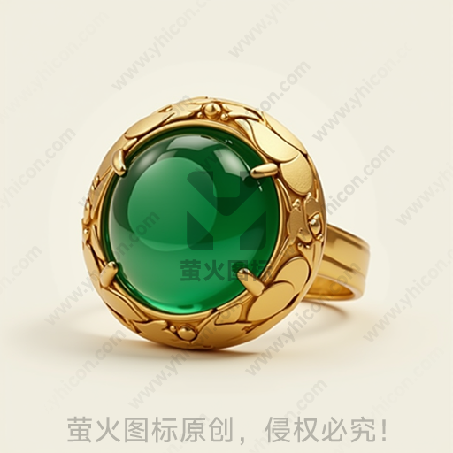 翡翠绿色宝石镶嵌金戒指