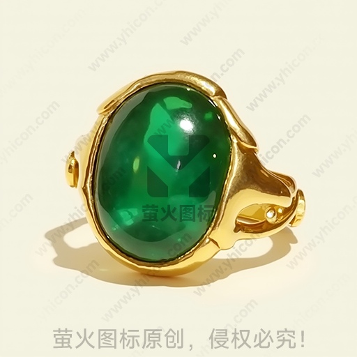 金色戒指镶嵌大绿色宝石
