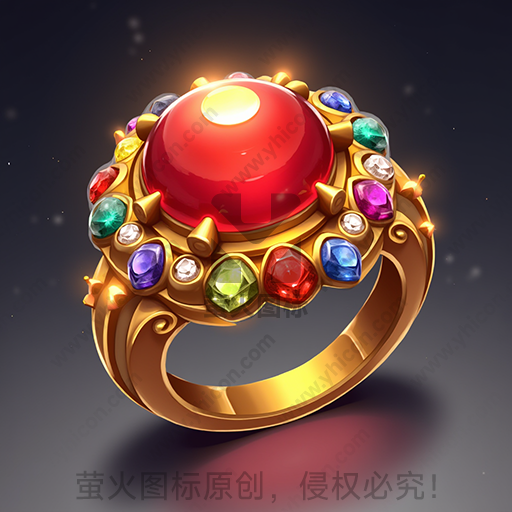 一枚镶有多彩宝石的金戒指