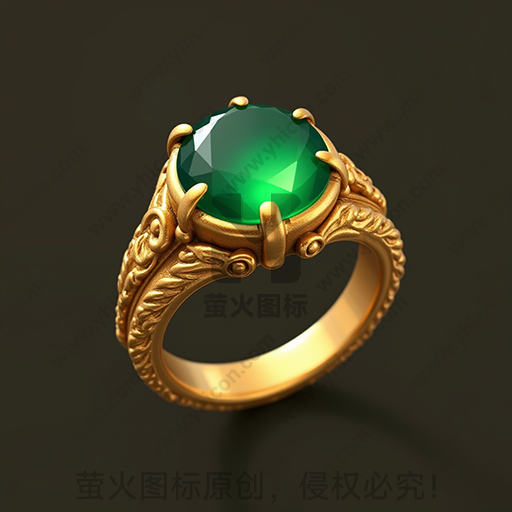 一个金色戒指镶嵌绿色宝石