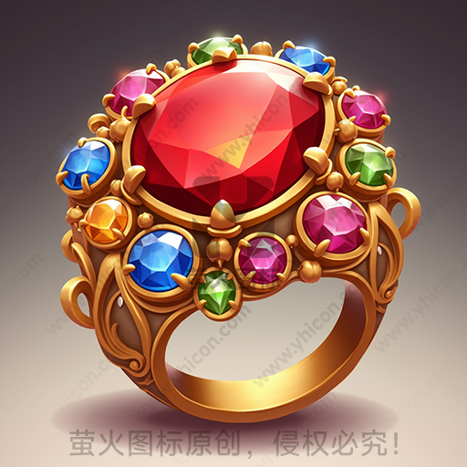 一枚镶有多种彩色宝石的金戒指