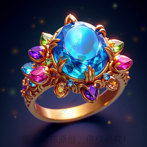 金色戒指镶嵌多彩宝石
