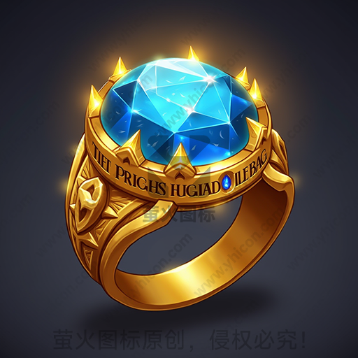 金色戒指，镶有巨大蓝宝石