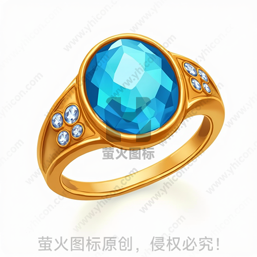 金色戒指镶嵌蓝宝石及小钻石