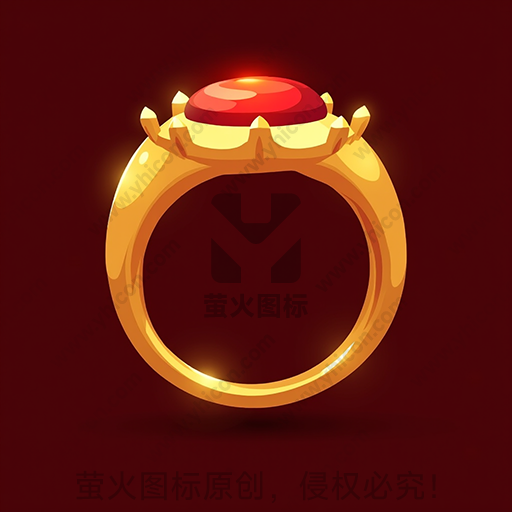 一枚有红宝石的金戒指，背景是深红色