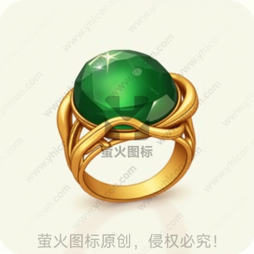 金色戒指搭配大绿宝石