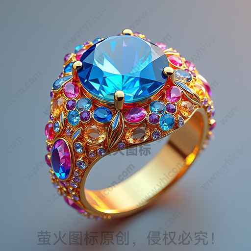 金制戒指镶嵌多颗彩色宝石