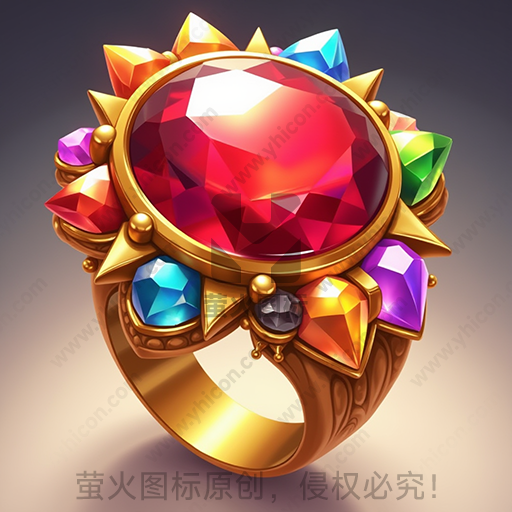 黄金戒指镶有大红宝石及多彩小宝石