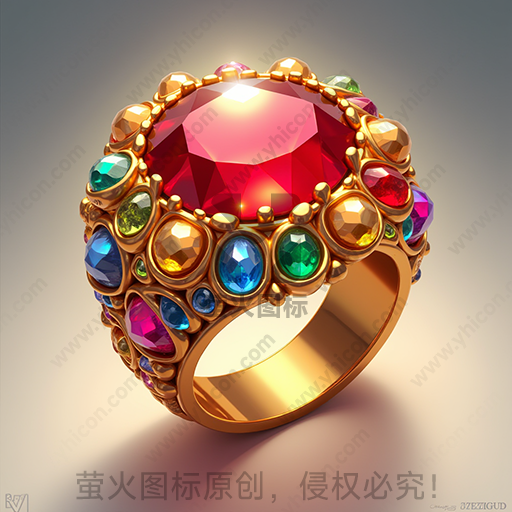 镶有多色宝石的金戒指