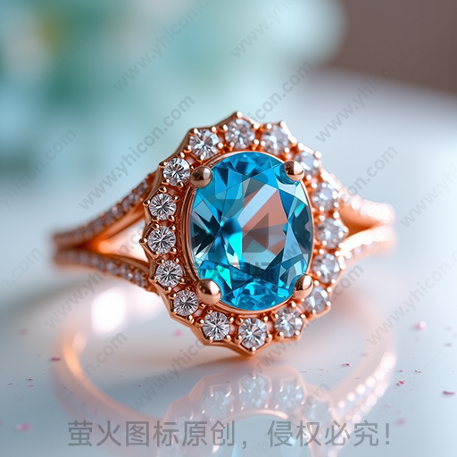蓝宝石镶嵌精美玫瑰金戒指