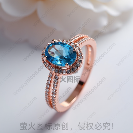 粉金色戒指镶有蓝宝石及钻石