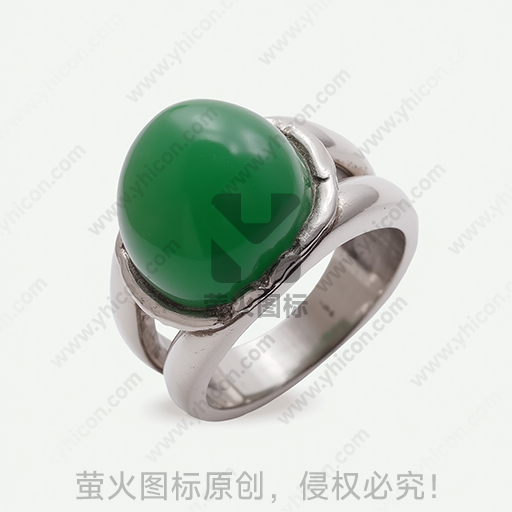 银色戒指镶嵌绿色宝石
