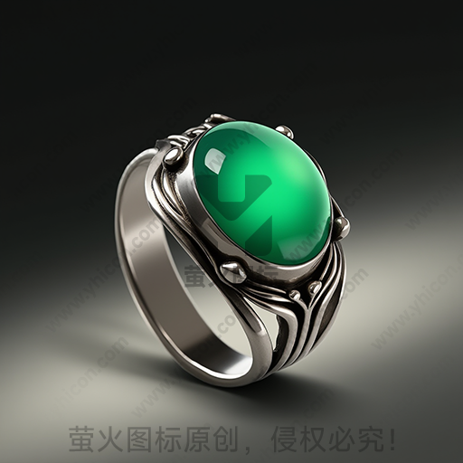 翡翠色宝石镶嵌银色戒指