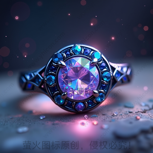 光环映照的宝石戒指，夜色氛围