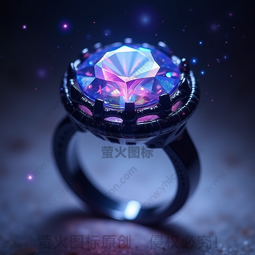 光芒四射的宝石戒指，夜空背景