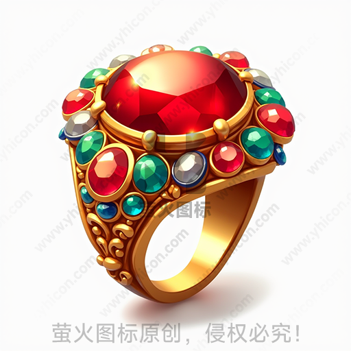 金色镶嵌多彩宝石的戒指