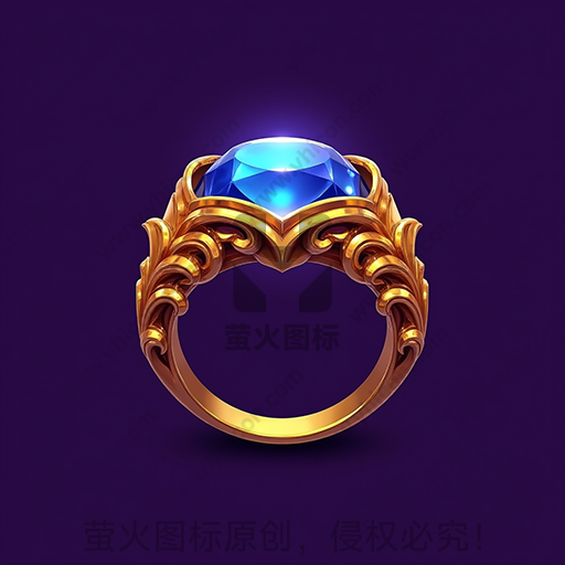金色花纹戒指配大蓝宝石