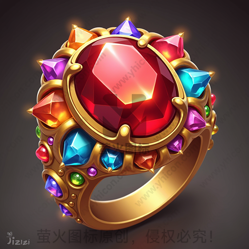 金色戒指，镶嵌多彩宝石