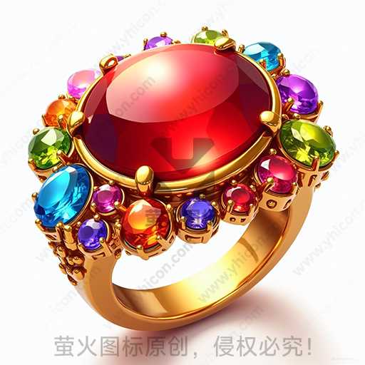 金色戒指镶嵌多彩宝石