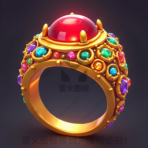 金丝镶嵌多彩宝石的华丽戒指