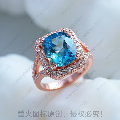 精致蓝宝石钻石戒指，玫瑰金边框