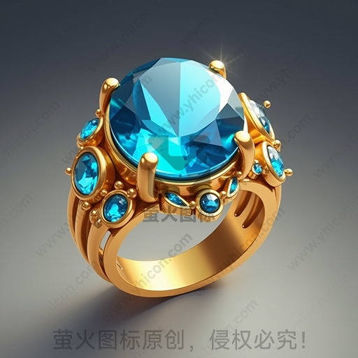 一枚黄金戒指，镶嵌大蓝宝石及小钻石