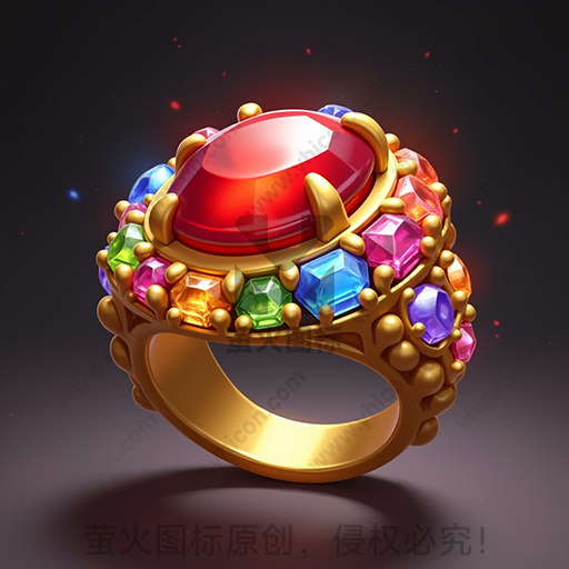 金色戒指镶嵌多彩宝石