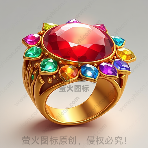 这是一枚镶有多彩宝石的金戒指