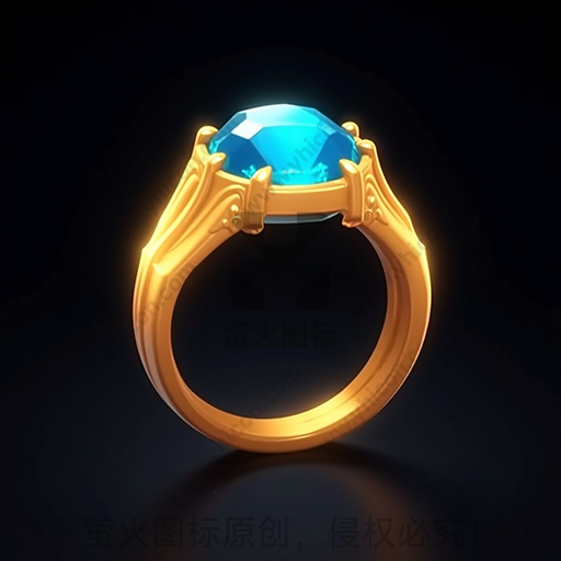 金色戒指，镶有宝蓝色宝石