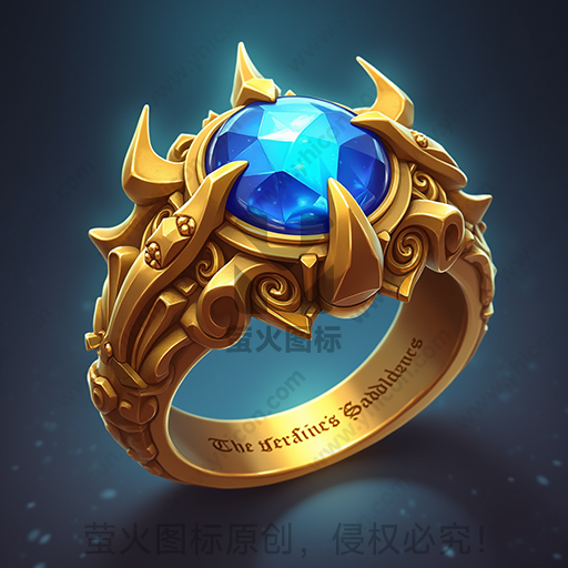 金色戒指，中间镶有蓝宝石