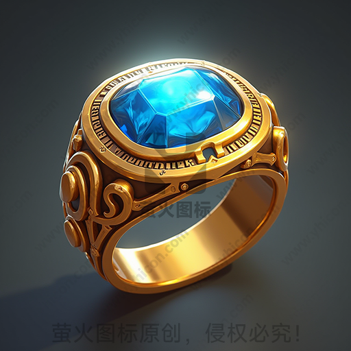 蓝宝石镶嵌的金色戒指，设计精细