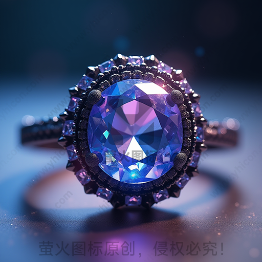 大紫色宝石镶嵌的华丽指环