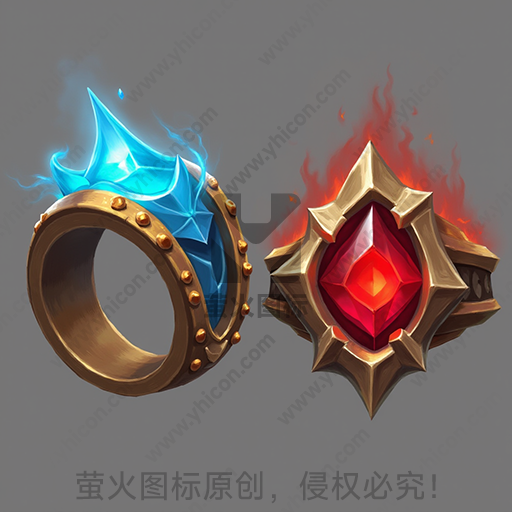 一枚带有蓝色宝石的戒指和一枚带有红色宝石的戒指