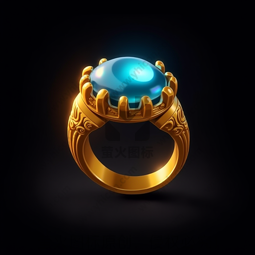 金色戒指，有一个大蓝宝石