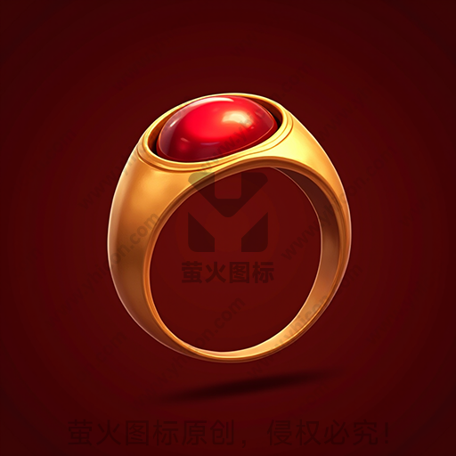 金色戒指，配红色宝石