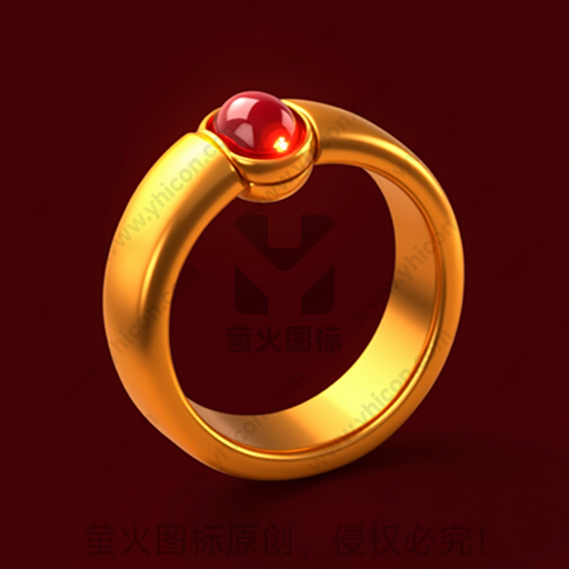红色宝石镶嵌的金戒指