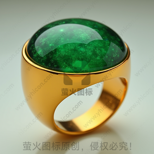 绿色宝石镶嵌的金色戒指