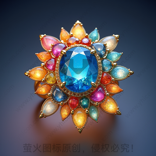 多彩宝石构成的复杂花形胸针