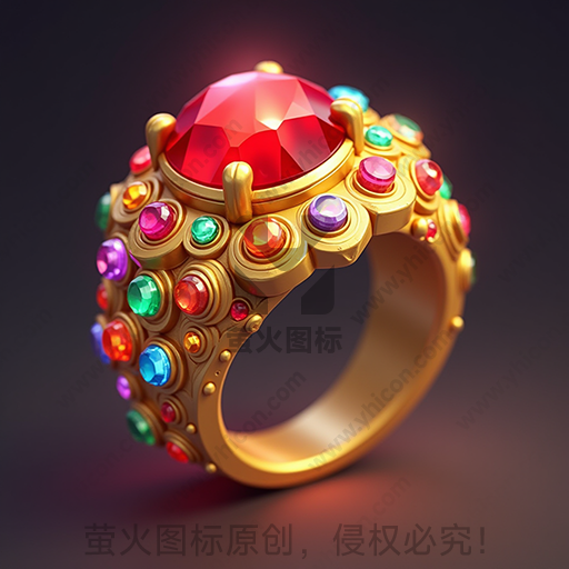 一枚镶嵌多彩宝石的金戒指