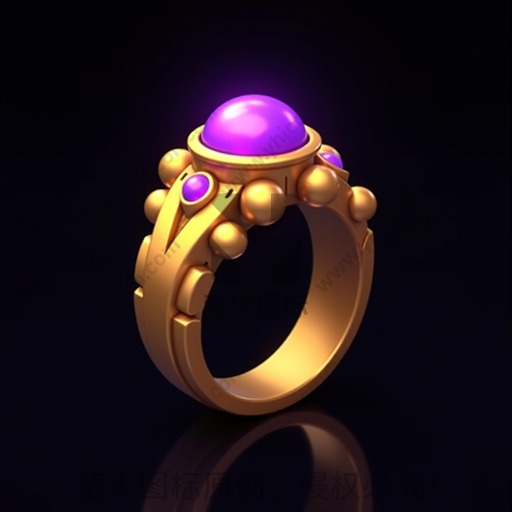 金色戒指，紫色宝石，光泽映照