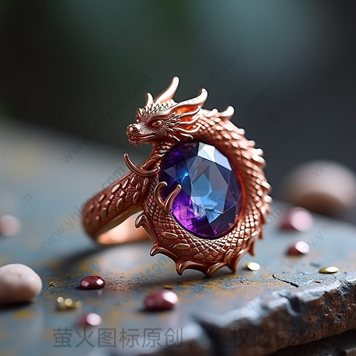 这是一枚龙形设计的紫色宝石戒指