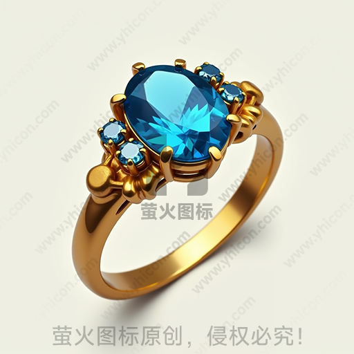 一枚镶有蓝宝石的金戒指