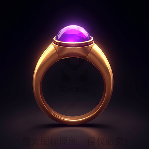 金色戒指上镶嵌一颗紫色宝石