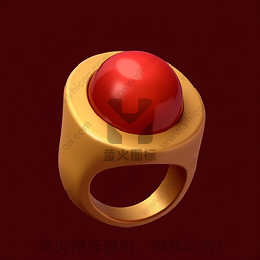 黄金戒指上镶有一颗红色宝石