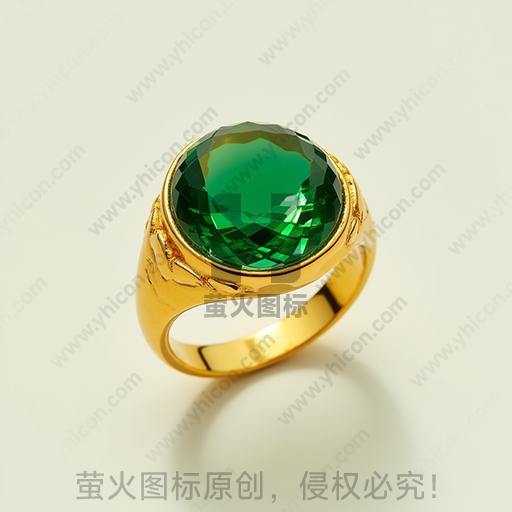 一枚黄金戒指镶嵌大绿色宝石