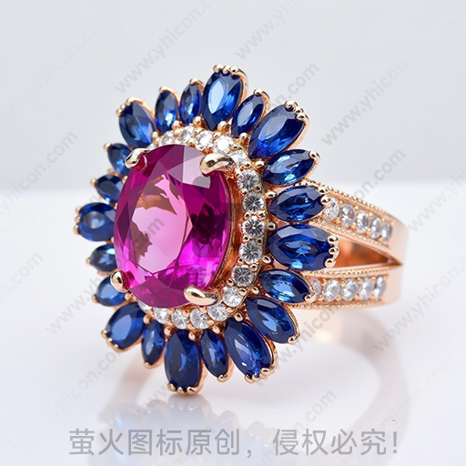 宝石镶嵌的精致金色戒指