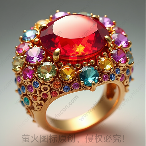 镶有多彩宝石的金戒指