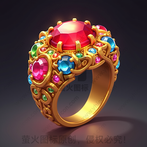 精美的黄金戒指，镶嵌多彩宝石