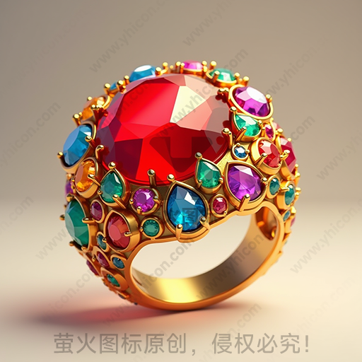 五彩缤纷的宝石镶嵌金戒指